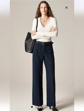 NWOT J.Crew Carolina pant in four-season stretch Wide-Leg Gray Dress Sz 8 $158